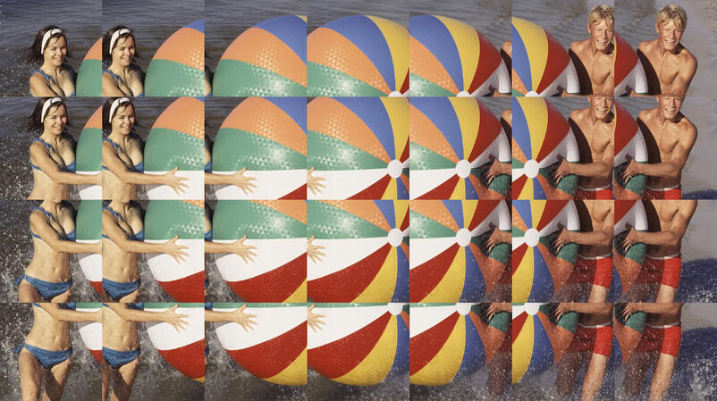 beach ball fragmented in artwork