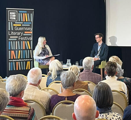Fisher at Guernsey Literary Festival in 2024